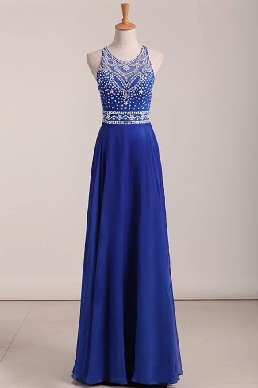 2024 Sexy Open Back Scoop Prom Dresses A Line P6XASSY3
