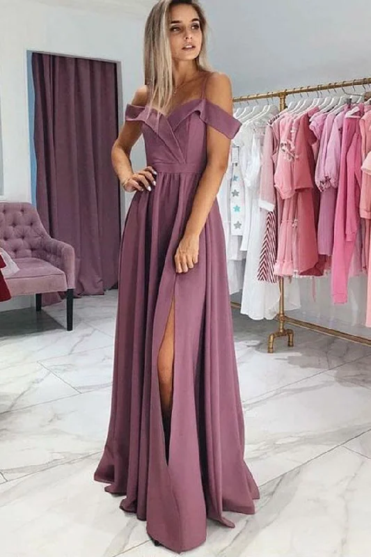 A Line Spaghetti Straps Slit Long Elegant Fancy Prom Dresses Formal Evening Grad Dress A Line Spaghetti Straps Slit Long Elegant Fancy Prom Dresses Formal Evening Grad Dress