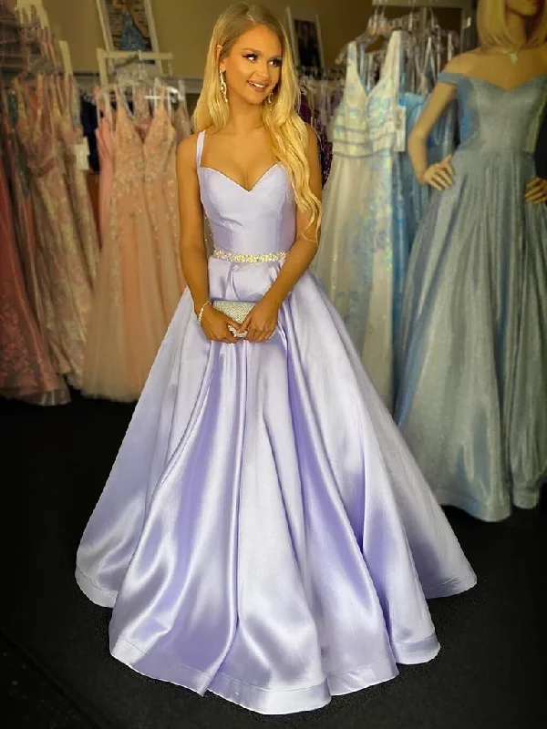 A Line Spaghetti Straps V Neck Purple Satin Long Prom Dresses , V Neck Purple Formal Graduation Evening Dresses A Line Spaghetti Straps V Neck Purple Satin Long Prom Dresses , V Neck Purple Formal Graduation Evening Dresses