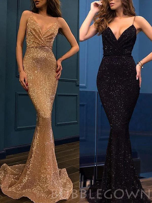 Gole/Black Satin Spaghetti Straps Long Mermaid Evening Prom Dresses, Cheap Custom Prom Dresses, MR8080 Gole/Black Satin Spaghetti Straps Long Mermaid Evening Prom Dresses, Cheap Custom Prom Dresses, MR8080