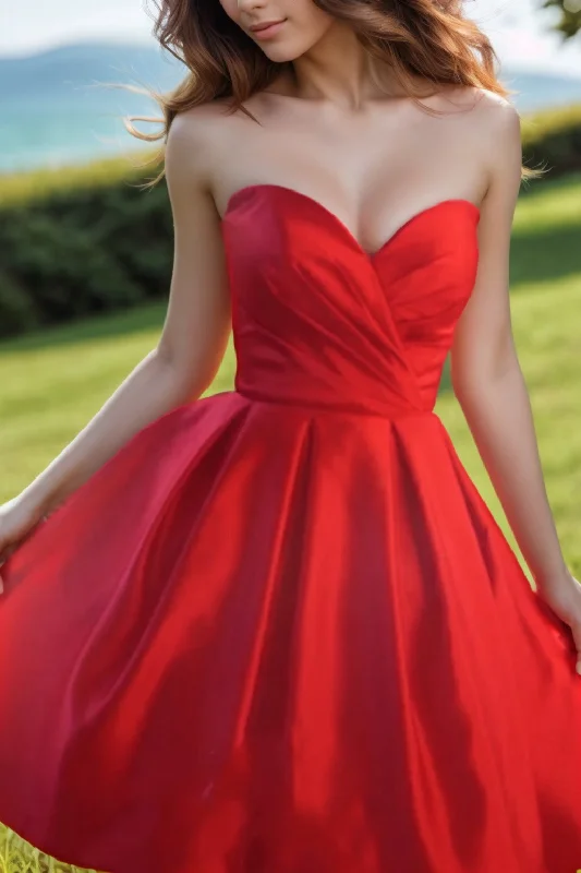 A-Line Knee Length Satin Homecoming Dresses CS0518