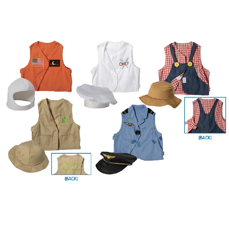 Toddler Dress-Up Vests & Hats Collection: Role-Play Set of 5 | Astronaut, Chef, Farmer, Nature Explorer & Pilot Toddler Dress-Up Vests & Hats Collection: Role-Play Set of 5 | Astronaut, Chef, Farmer, Nature Explorer & Pilot
