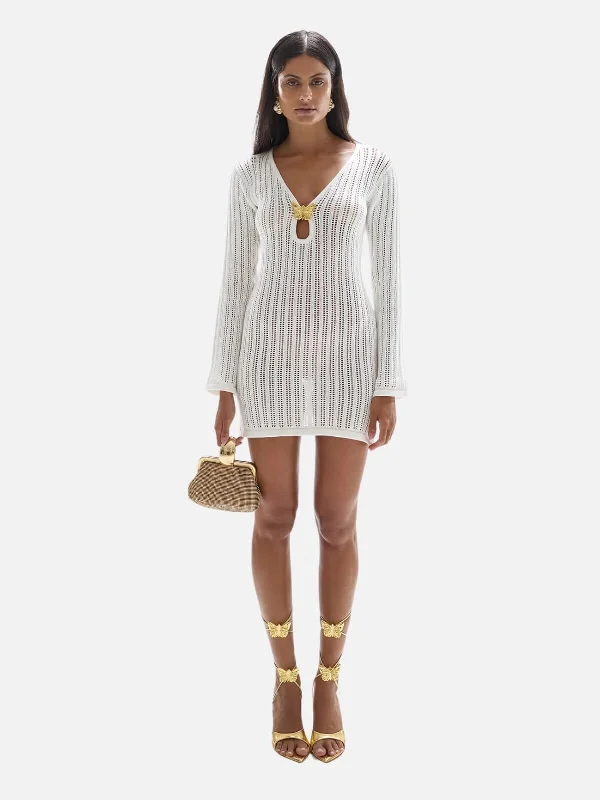 Whisper Knit Butterfly Dress - Pearl