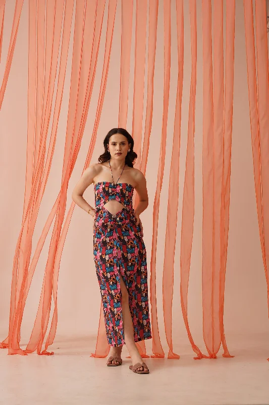 Isabella Halter Neck Dress With Slit (RW20)