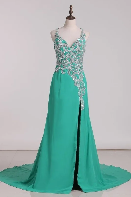 2024 Sexy Open Back Halter Beaded Bodice Prom Dresses PN9ZLQK7