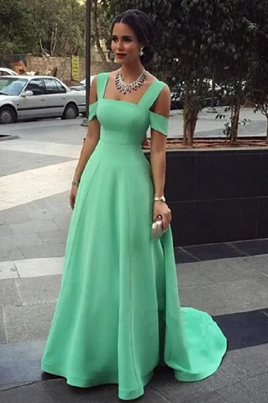 Simple Mint Satin A Line Princess Long Cheap Prom Dresses Evening Formal Dress Gowns Simple Mint Satin A Line Princess Long Cheap Prom Dresses Evening Formal Dress Gowns