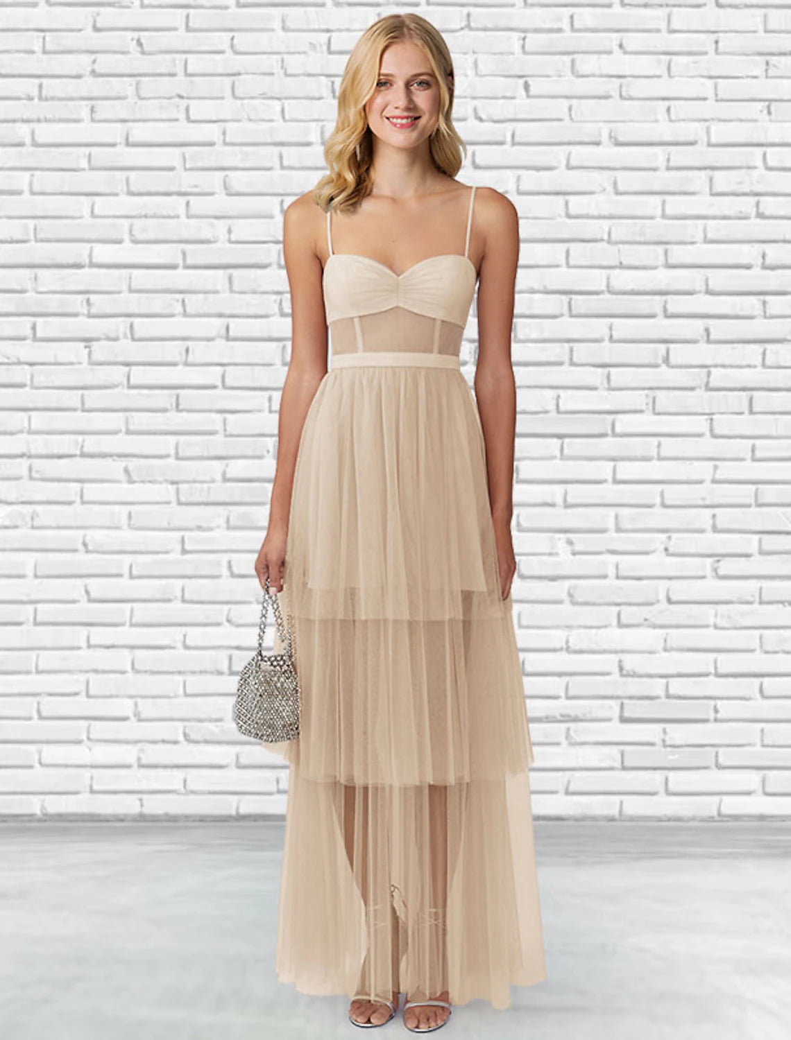 Ball Gown Prom Dresses Tiered Plisse Dress Party Wear Prom Floor Length Sleeveless Sweetheart Tulle Backless Ladder Back with Pure Color Ball Gown Prom Dresses Tiered Plisse Dress Party Wear Prom Floor Length Sleeveless Sweetheart Tulle Backless Ladder Back with Pure Color