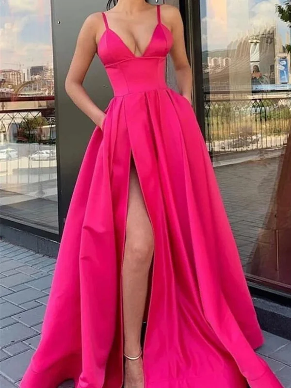 Simple V Neck Satin Long Prom Dresses, Simple V Neck Satin Long Formal Evening Dresses Simple V Neck Satin Long Prom Dresses, Simple V Neck Satin Long Formal Evening Dresses