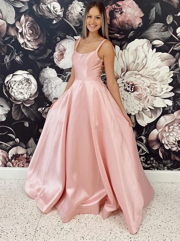 Simple Pink Satin Long Backless Prom Dressses, Simple Pink Satin Long Open Back Formal Evening Dresses Simple Pink Satin Long Backless Prom Dressses, Simple Pink Satin Long Open Back Formal Evening Dresses