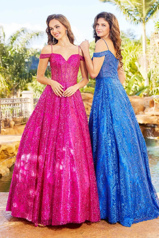 Adora 3142 Ball Gown Glitter Long Formal Prom Dress