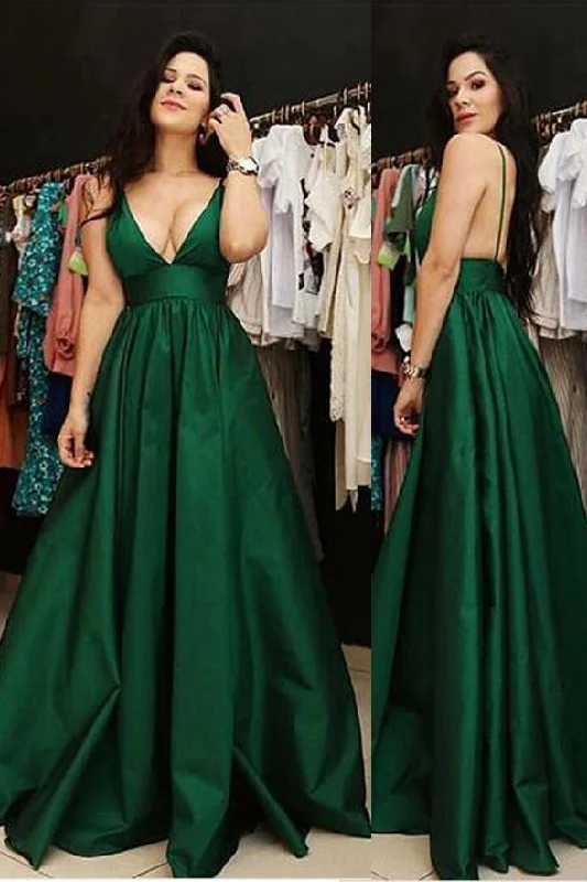 V Neck Spaghetti Straps Emerald Green Elegant Fancy Prom Dresses Formal Evening Dress V Neck Spaghetti Straps Emerald Green Elegant Fancy Prom Dresses Formal Evening Dress