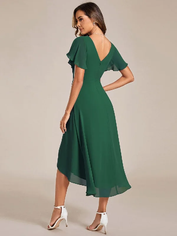 Short Sleeve Flutter Sleeve Dress