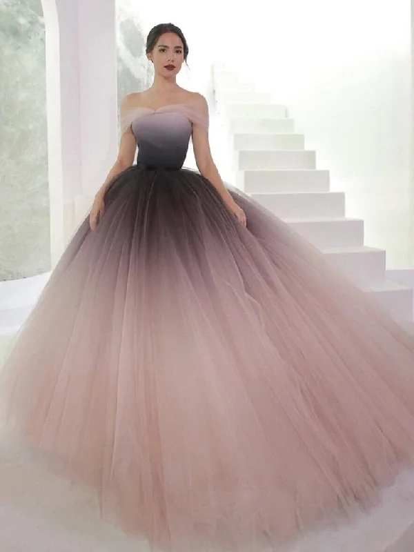 Off Shoulder Ombre Tulle Long Prom Gown, Off The Shoulder Ombre Tulle Formal Prom Evening Dresses Off Shoulder Ombre Tulle Long Prom Gown, Off The Shoulder Ombre Tulle Formal Prom Evening Dresses
