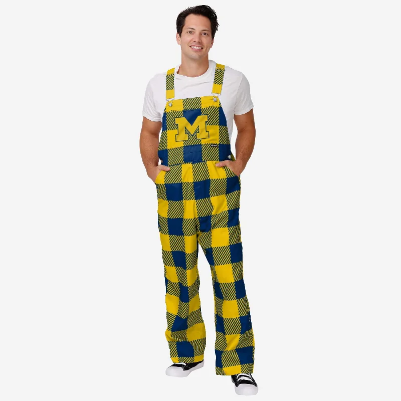 Michigan Wolverines Mens Plaid Bib Overalls