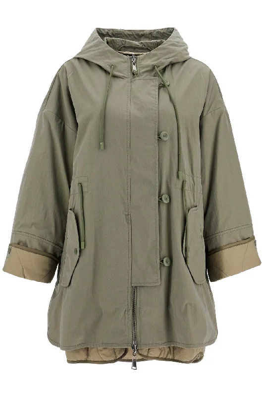 Reversible Hooded Parka With  - Khaki