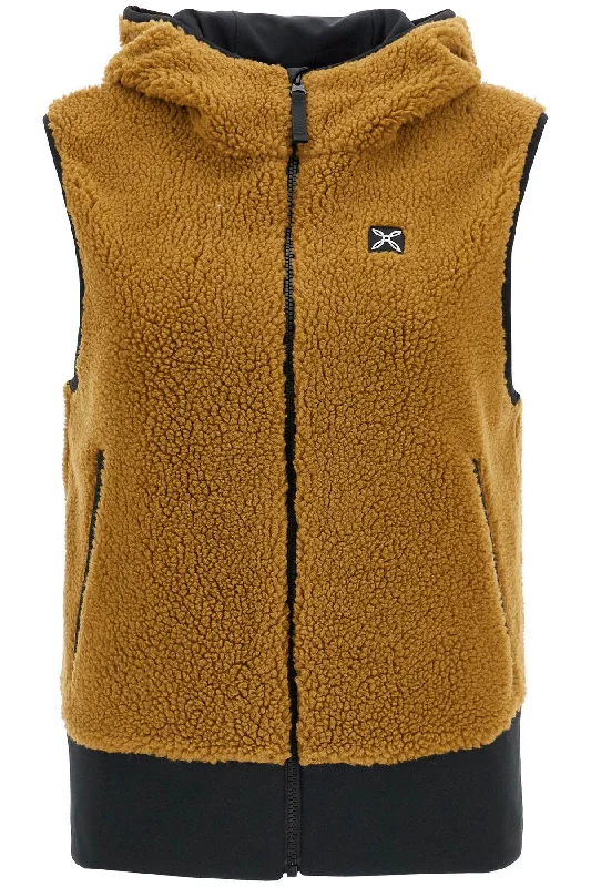 Sherpa Hooded Vest With  - Brown