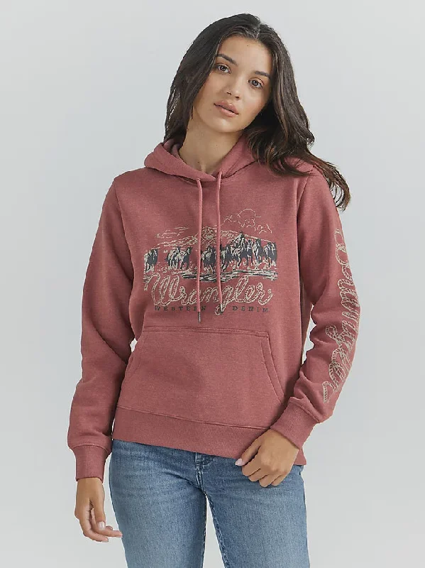 LADIES WRANGLER STAMPEDE HOODIE Hoodie with Velcro Closure Adjustable Secure