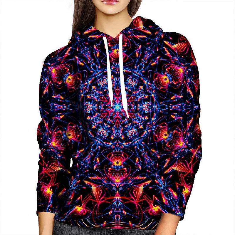 Abstract Design Red Womens Hoodie Hoodie with Illustration Artistic Creative