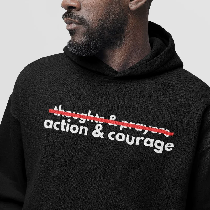 Action & Courage | Unisex Hoodie Hoodie with Elastic Cuffs Stretchable Comfortable