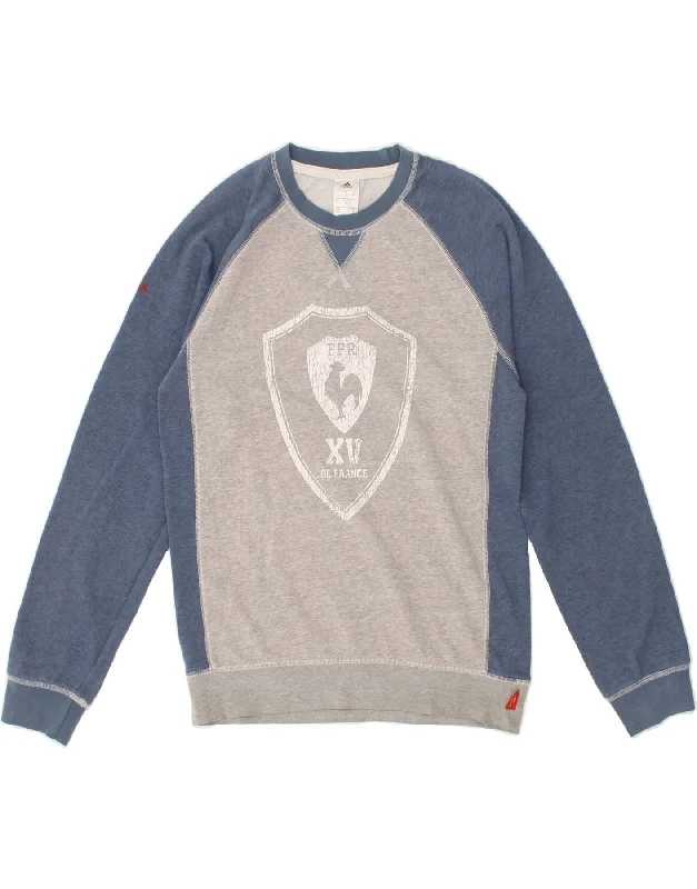 ADIDAS Mens Graphic Sweatshirt Jumper Small Grey Colourblock Cotton Hoodie with Earth Tones Natural Calm ADIDAS Mens Graphic Sweatshirt Jumper Small Grey Colourblock Cotton Hoodie with Earth Tones Natural Calm