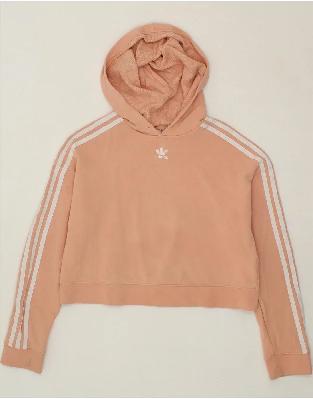 ADIDAS Womens Oversized Crop Hoodie Jumper UK 6 XS Pink Cotton Hoodie with Ribbed Hem Stretchable Secure ADIDAS Womens Oversized Crop Hoodie Jumper UK 6 XS Pink Cotton Hoodie with Ribbed Hem Stretchable Secure