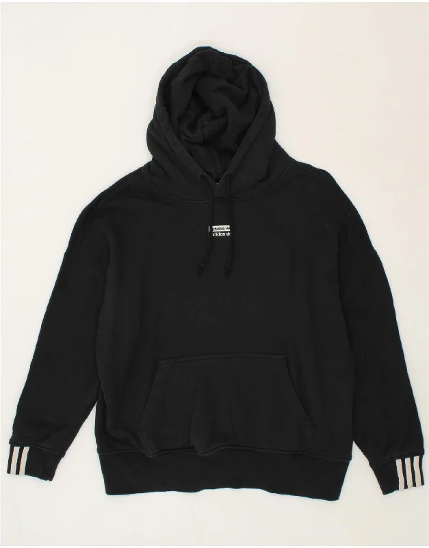 ADIDAS Womens Oversized Hoodie Jumper UK 10 Small Black Cotton Hoodie with Pastel Soft Subtle ADIDAS Womens Oversized Hoodie Jumper UK 10 Small Black Cotton Hoodie with Pastel Soft Subtle