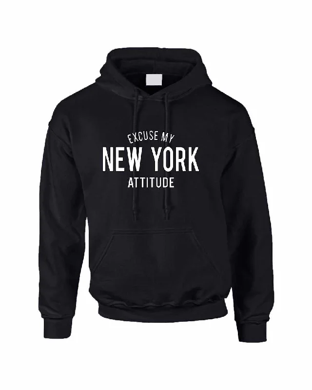Adult Hoodie Excuse My New York Attitude Fun Cool Sweatshirt Hoodie with Crew Neck Simple Timeless Adult Hoodie Excuse My New York Attitude Fun Cool Sweatshirt Hoodie with Crew Neck Simple Timeless