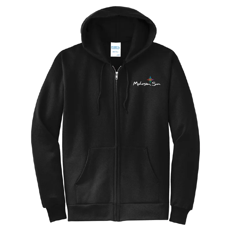 Core Fleece Full-Zip Hooded Sweatshirt Hoodie with Distressed Vintage Worn