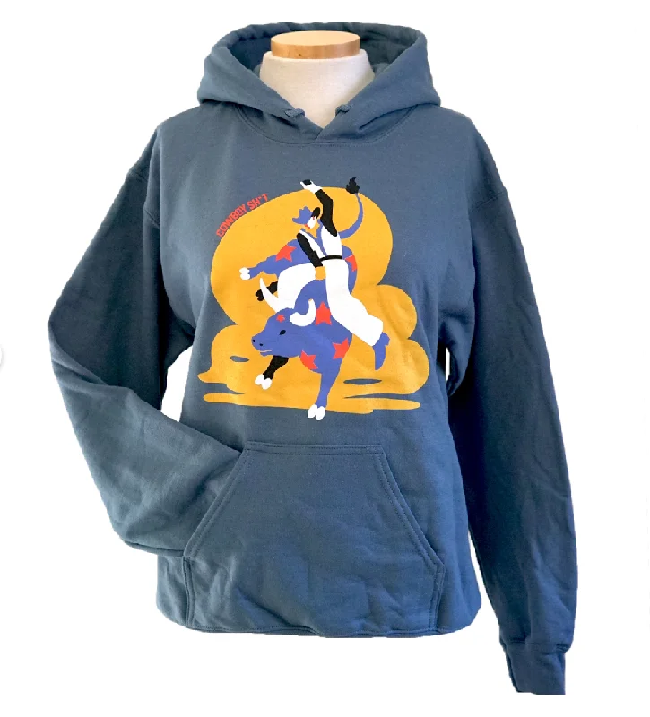 COWBOY SH*T- The Bull Rider Blue Hoodie Hoodie Sweatshirt Pullover