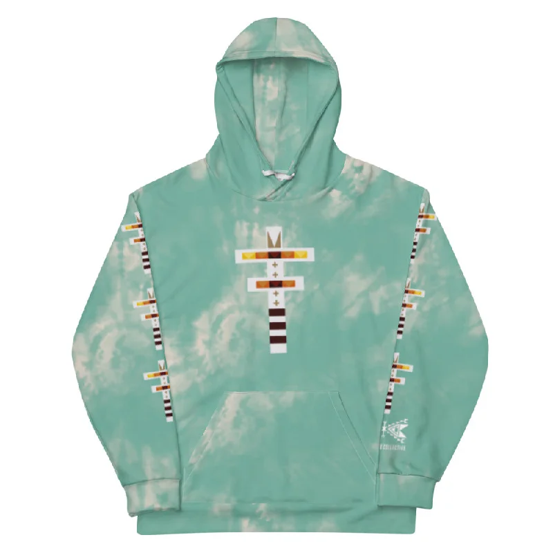 Dragonfly Fire Tie Dye Unisex Hoodie- Mint Hoodie with Thumb Holes Functional Cozy