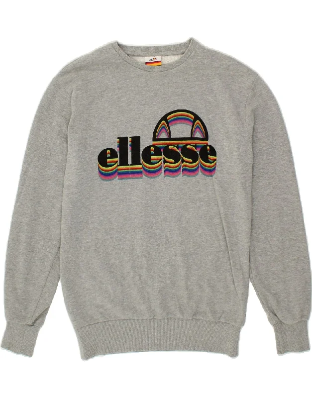 ELLESSE Mens Graphic Sweatshirt Jumper Medium Grey Cotton Hoodie with Oversized Fit Loose Comfortable ELLESSE Mens Graphic Sweatshirt Jumper Medium Grey Cotton Hoodie with Oversized Fit Loose Comfortable