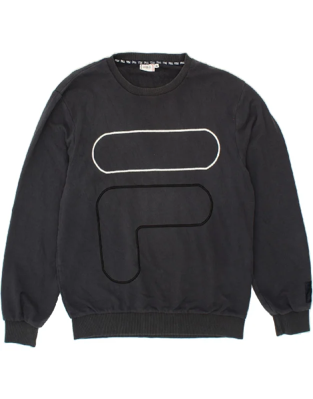 FILA Mens Graphic Sweatshirt Jumper Medium Grey Cotton Hoodie with Elastic Cuffs Stretchable Comfortable FILA Mens Graphic Sweatshirt Jumper Medium Grey Cotton Hoodie with Elastic Cuffs Stretchable Comfortable