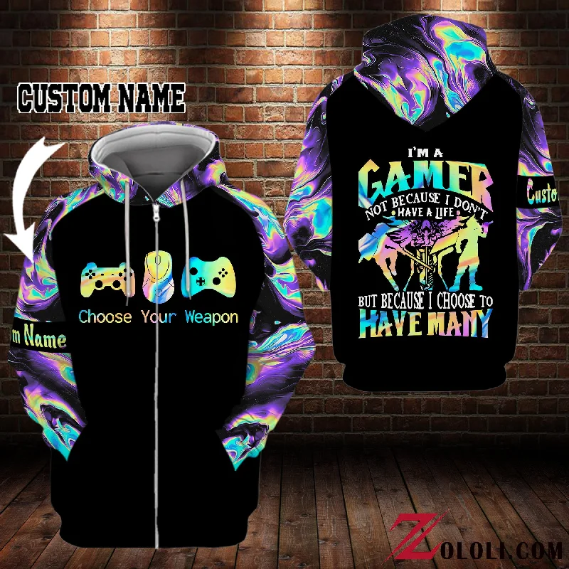 Gamer choose your weapon hoodie 3D Custom TTM Hoodie with Sequins Glamorous Eye-catching Gamer choose your weapon hoodie 3D Custom TTM Hoodie with Sequins Glamorous Eye-catching
