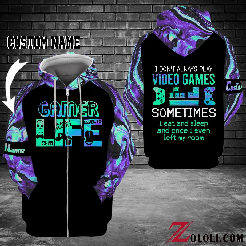 Gamer life hoodie 3D Custom TTM Hoodie with Frayed Bohemian Relaxed