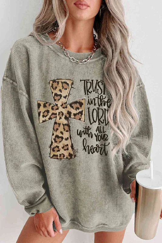 Trust In The Lord Leopard Cross Ladies Sweatshirt Hoodie with Drawstring Waist Adjustable Fitted Trust In The Lord Leopard Cross Ladies Sweatshirt Hoodie with Drawstring Waist Adjustable Fitted