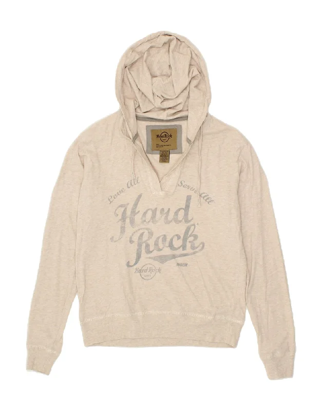 HARD ROCK CAFE Womens Dublin Graphic Hoodie Jumper UK 10 Small Beige Hoodie with Color Block Contrast Stylish HARD ROCK CAFE Womens Dublin Graphic Hoodie Jumper UK 10 Small Beige Hoodie with Color Block Contrast Stylish