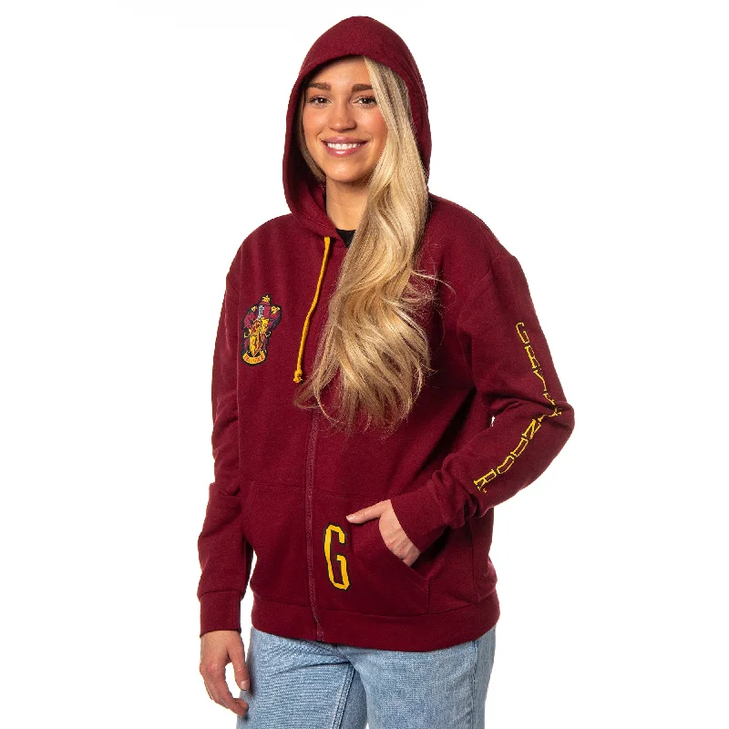 Harry Potter Womens Hogwarts Alumni House Crest Lightweight Zip-Up Hoodie Hoodie with Double Zipper Versatile Adjustable Harry Potter Womens Hogwarts Alumni House Crest Lightweight Zip-Up Hoodie Hoodie with Double Zipper Versatile Adjustable