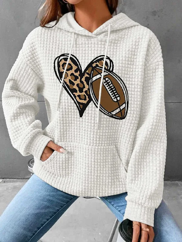 Heart & Football Ladies Hoodie Hoodie with Reflective Safety Nightwear