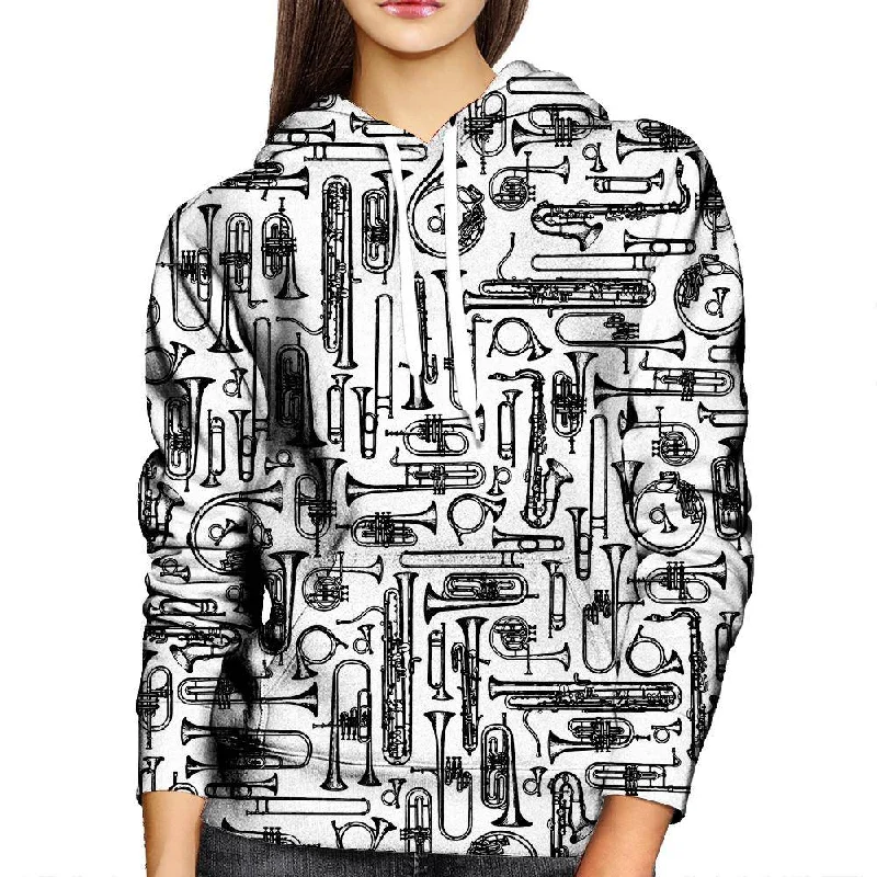 Horn Instruments Womens Hoodie Hoodie with Elastic Waist Stretchable Comfortable