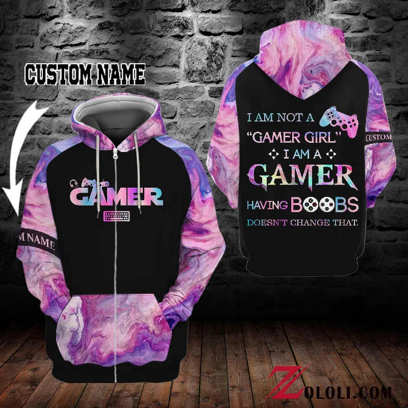 I am not a "gamer girl." I am a GAMER Hoodie 3D Custom TXX Hoodie with Full-Zip Functional Layering I am not a "gamer girl." I am a GAMER Hoodie 3D Custom TXX Hoodie with Full-Zip Functional Layering
