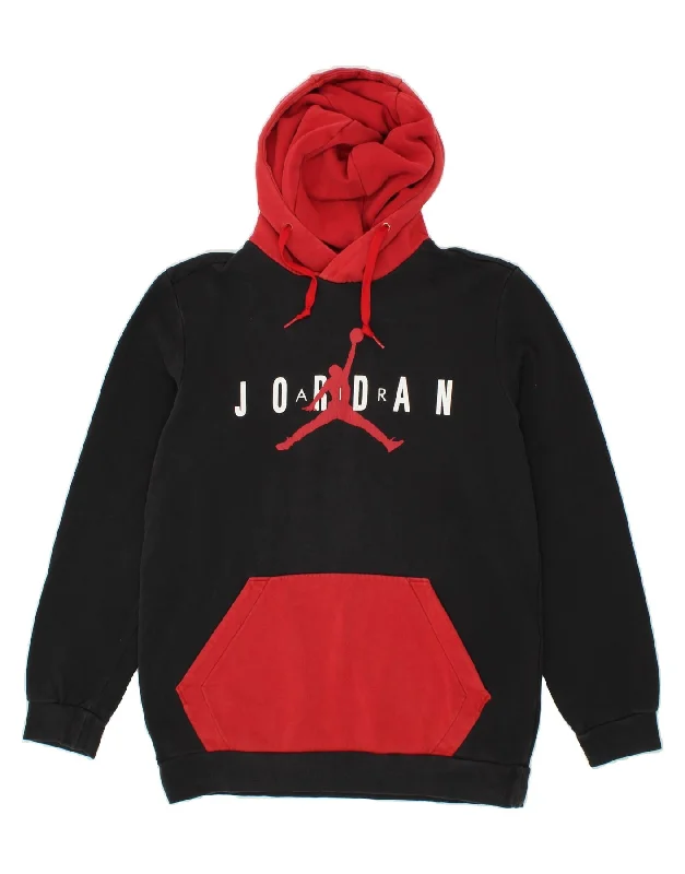 JORDAN Mens Graphic Hoodie Jumper Medium Black Colourblock Hoodie with Hem Elastic Stretchable Comfortable JORDAN Mens Graphic Hoodie Jumper Medium Black Colourblock Hoodie with Hem Elastic Stretchable Comfortable