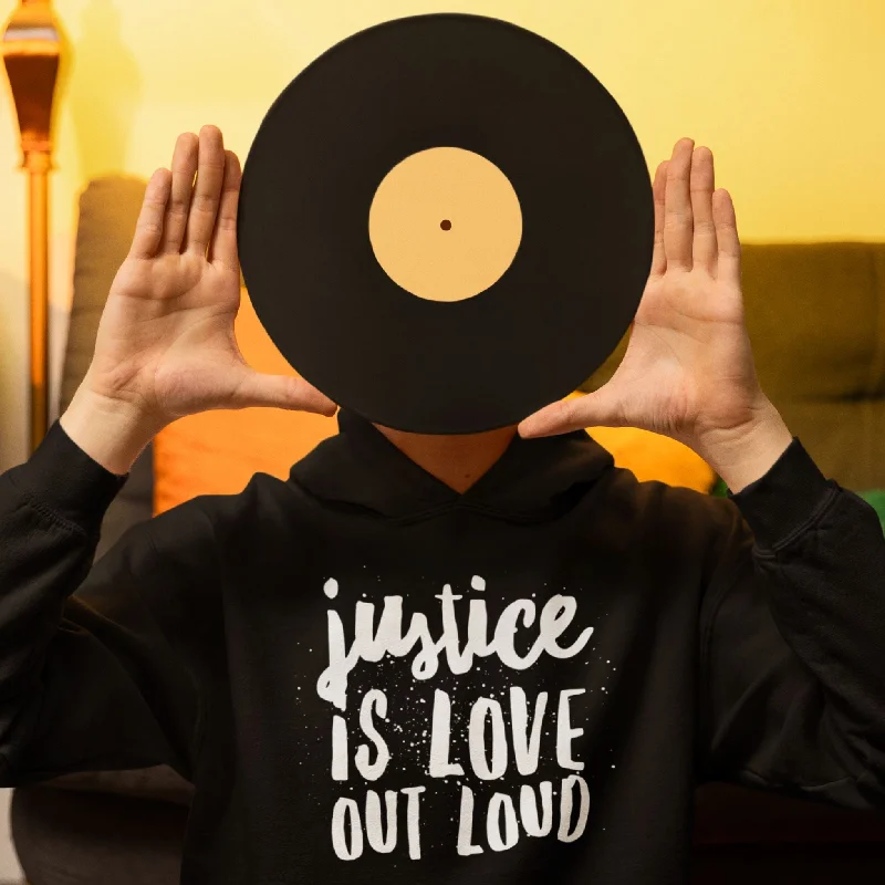 Justice Is Love Out Loud | Unisex Hoodie Hoodie with Thumb Holes Functional Cozy