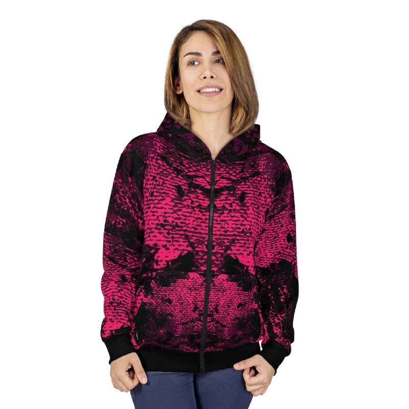 "Mystic Cube" (Cosmic Fusion - Dark Plum/Cherry) - Unisex Zip Hoodie Hoodie with Camouflage Military Edgy "Mystic Cube" (Cosmic Fusion - Dark Plum/Cherry) - Unisex Zip Hoodie Hoodie with Camouflage Military Edgy