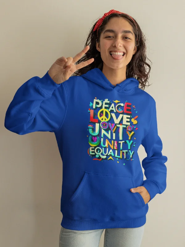 "Peace,Love,Unity, Equality" Ultimate Graphic Collection Unisex Hoodie Hoodie with Velcro Closure Adjustable Secure "Peace,Love,Unity, Equality" Ultimate Graphic Collection Unisex Hoodie Hoodie with Velcro Closure Adjustable Secure
