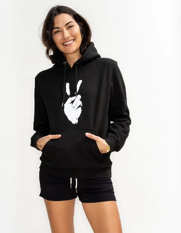 PEACE HEAVYWEIGHT COTTON HOODED SWEATSHIRT - BLACK Hoodie with Double Zipper Versatile Adjustable PEACE HEAVYWEIGHT COTTON HOODED SWEATSHIRT - BLACK Hoodie with Double Zipper Versatile Adjustable