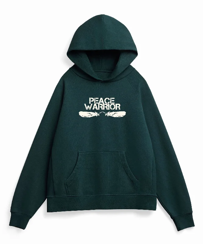 PEACE WARRIOR ORGANIC COTTON FRENCH TERRY HOODIE - PINE Hoodie Dress Longline Feminine PEACE WARRIOR ORGANIC COTTON FRENCH TERRY HOODIE - PINE Hoodie Dress Longline Feminine