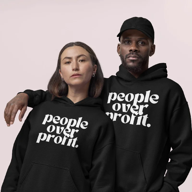 People Over Profit | Unisex Hoodie Hoodie with Hem Drawcord Adjustable Customizable