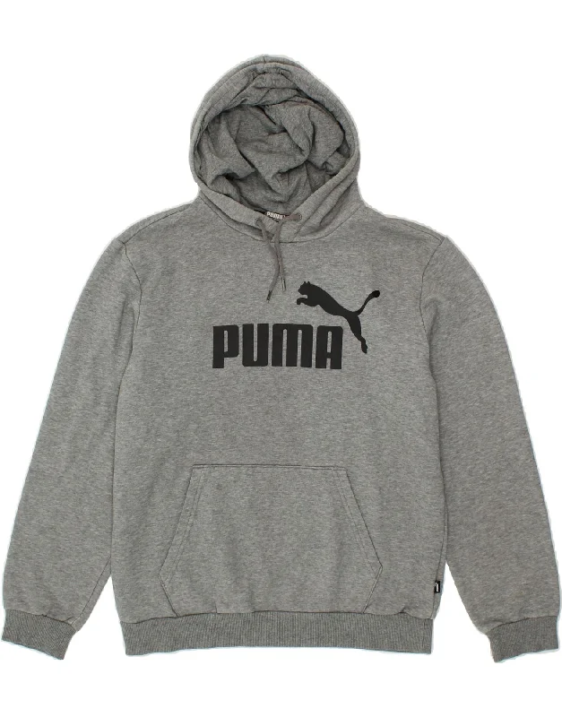 PUMA Mens Graphic Hoodie Jumper Medium Grey Cotton Hoodie with Belted Waist Structured Tailored PUMA Mens Graphic Hoodie Jumper Medium Grey Cotton Hoodie with Belted Waist Structured Tailored