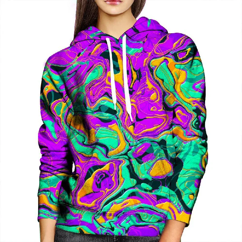 Purple Liquid Womens Hoodie Hoodie with Pastel Soft Subtle