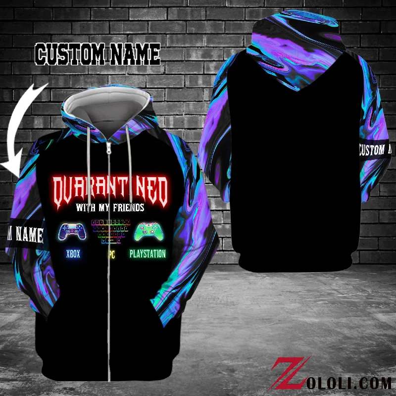 Quarantined With My Friends Hoodie 3D custom TXX Hoodie with Rolled Sleeves Casual Relaxed Quarantined With My Friends Hoodie 3D custom TXX Hoodie with Rolled Sleeves Casual Relaxed
